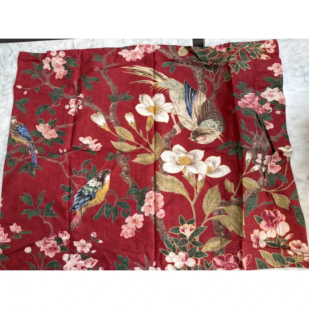 Pottery Barn Nola Songbird Standard Pillow Sham Red Multi Chinoiserie Cotton